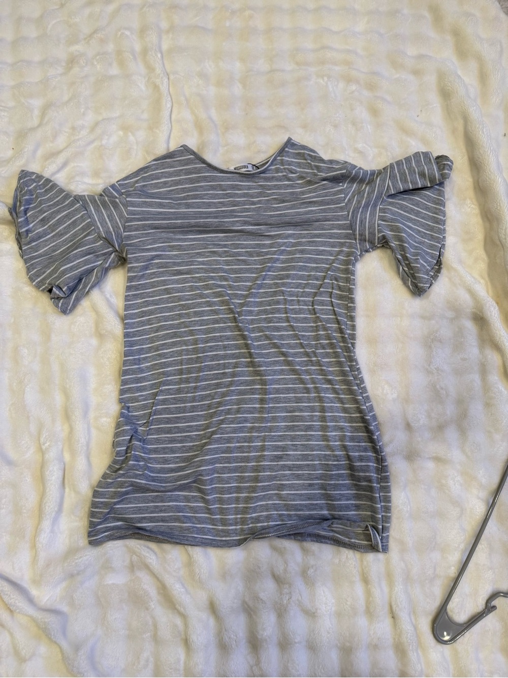 Missguided Gray & White Striped Scoop Neck Top - T shirt dress